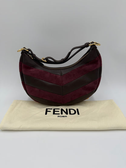 Fendi Borsa Fendigraphy Hobo in Pelle e Suede Borgogna - Pally Vintage Closet