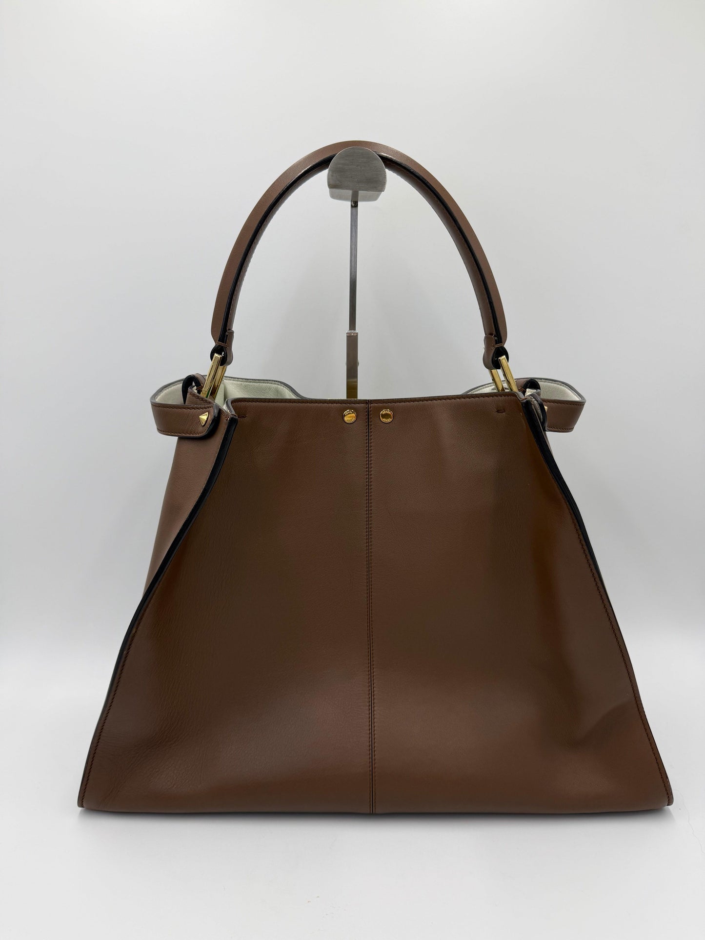 Fendi Borsa Peekaboo ISeeU Medium in Pelle Marrone con Interno Verde