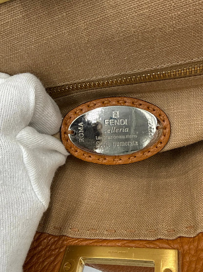 Fendi Borsa Peekaboo Selleria Vintage Grande in Pelle Cuoio Roman - Pally Vintage Closet