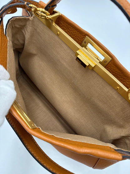 Fendi Borsa Peekaboo Selleria Vintage Grande in Pelle Cuoio Roman - Pally Vintage Closet