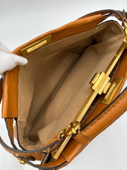 Fendi Borsa Peekaboo Selleria Vintage Grande in Pelle Cuoio Roman - Pally Vintage Closet