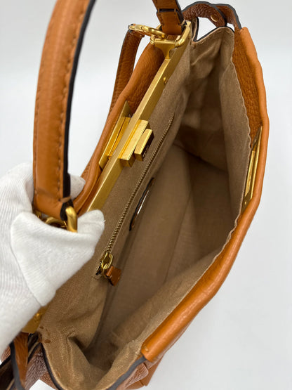 Fendi Borsa Peekaboo Selleria Vintage Grande in Pelle Cuoio Roman - Pally Vintage Closet