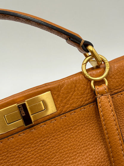 Fendi Borsa Peekaboo Selleria Vintage Grande in Pelle Cuoio Roman - Pally Vintage Closet