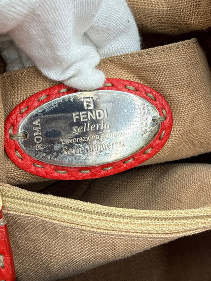 Fendi-Borsa-Tote-Selleria-in-Pelle-Martellata-Rosso-Corallo-70377521316164 - Pally Vintage Closet