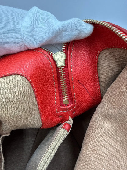 Fendi-Borsa-Tote-Selleria-in-Pelle-Martellata-Rosso-Corallo-70377521414468 - Pally Vintage Closet