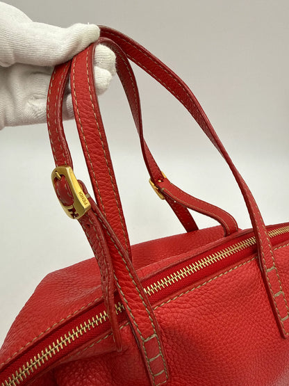 Fendi-Borsa-Tote-Selleria-in-Pelle-Martellata-Rosso-Corallo-70377521480004 - Pally Vintage Closet