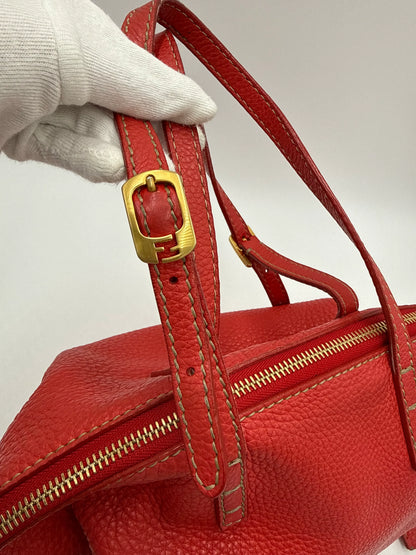 Fendi-Borsa-Tote-Selleria-in-Pelle-Martellata-Rosso-Corallo-70377521512772 - Pally Vintage Closet