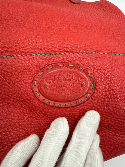 Fendi-Borsa-Tote-Selleria-in-Pelle-Martellata-Rosso-Corallo-70377521611076 - Pally Vintage Closet