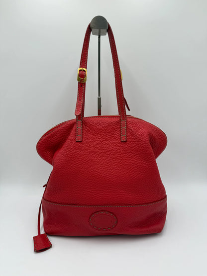 Fendi-Borsa-Tote-Selleria-in-Pelle-Martellata-Rosso-Corallo-70377521774916 - Pally Vintage Closet
