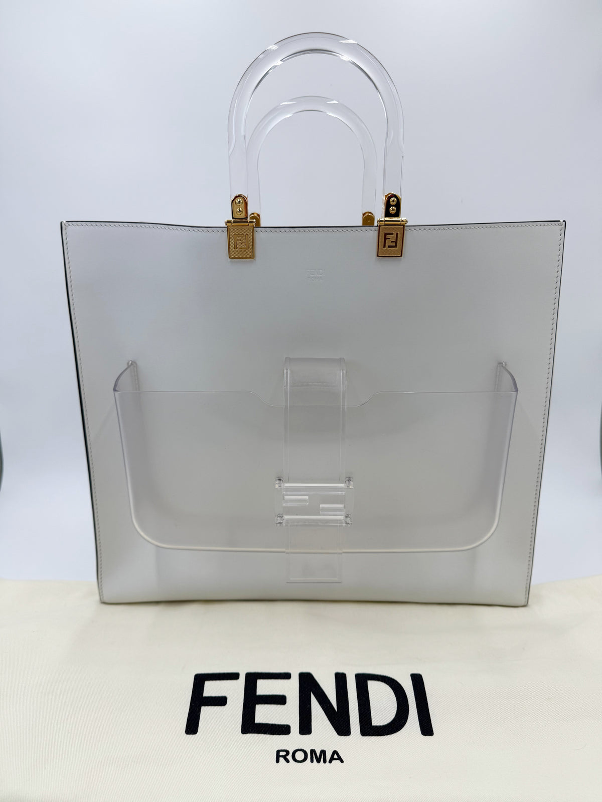 Fendi Borsa Tote Sunshine Pocket Large Bianca - Pally Vintage Closet