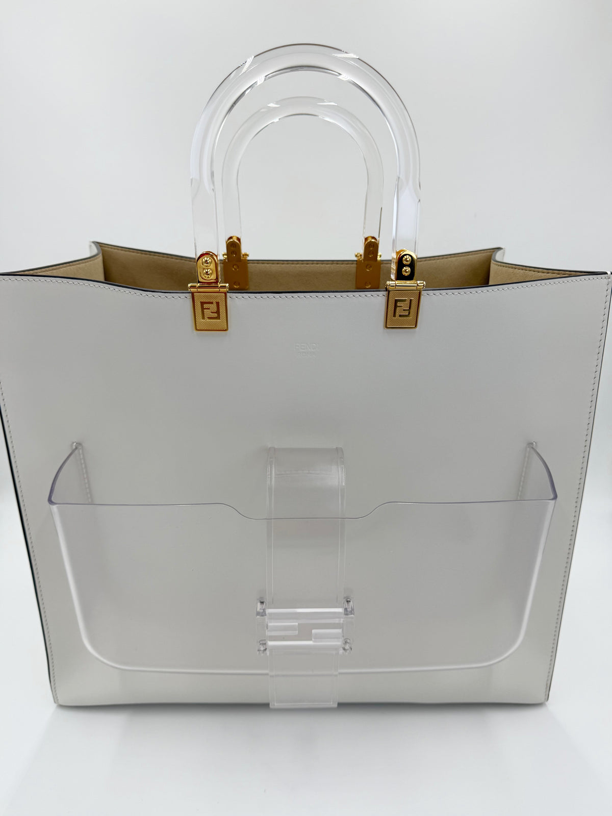 Fendi Borsa Tote Sunshine Pocket Large Bianca - Pally Vintage Closet