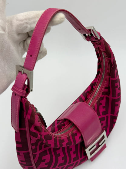 Fendi Borsa a Tracolla Croissant con Logo FF Fucsia - Pally Vintage Closet