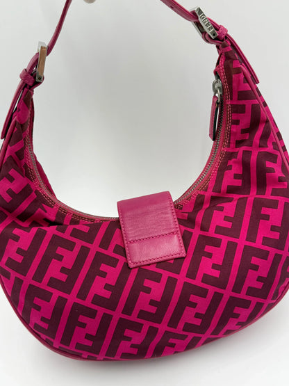 Fendi Borsa a Tracolla Croissant con Logo FF Fucsia - Pally Vintage Closet