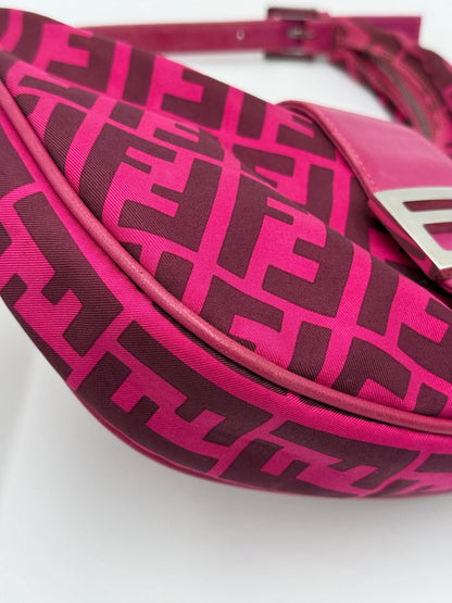 Fendi Borsa a Tracolla Croissant con Logo FF Fucsia - Pally Vintage Closet