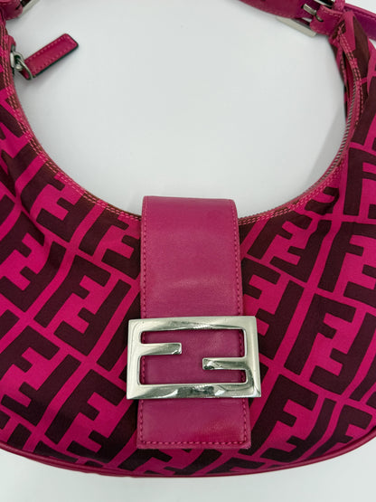 Fendi Borsa a Tracolla Croissant con Logo FF Fucsia - Pally Vintage Closet