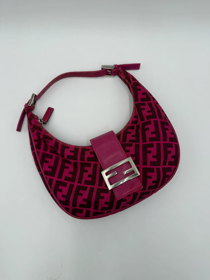 Fendi Borsa a Tracolla Croissant con Logo FF Fucsia - Pally Vintage Closet