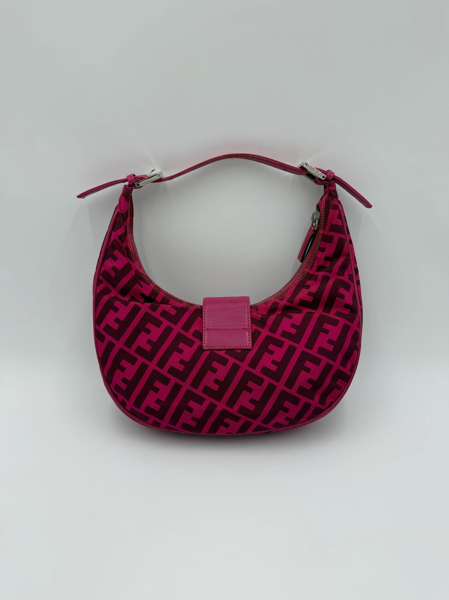 Fendi Borsa a Tracolla Croissant con Logo FF Fucsia - Pally Vintage Closet