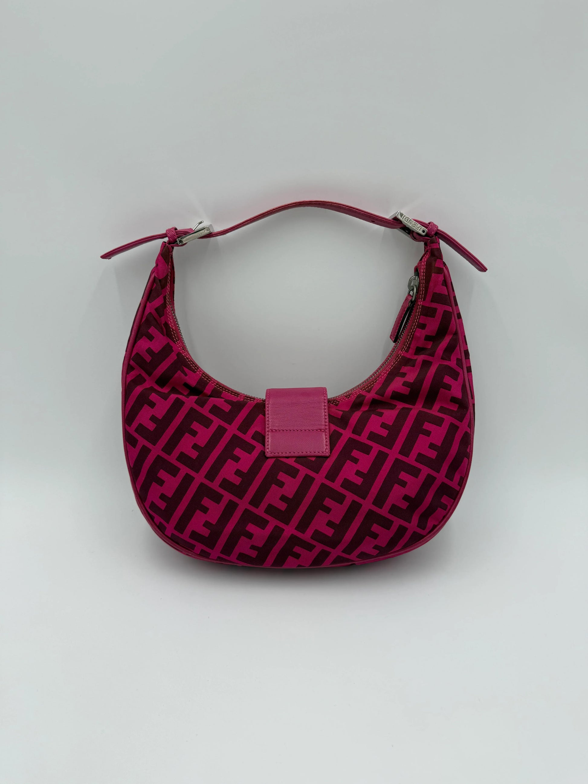 Fendi Borsa a Tracolla Croissant con Logo FF Fucsia - Pally Vintage Closet