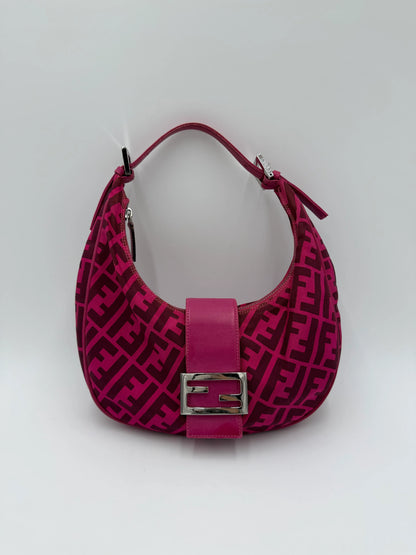 Fendi Borsa a Tracolla Croissant con Logo FF Fucsia - Pally Vintage Closet