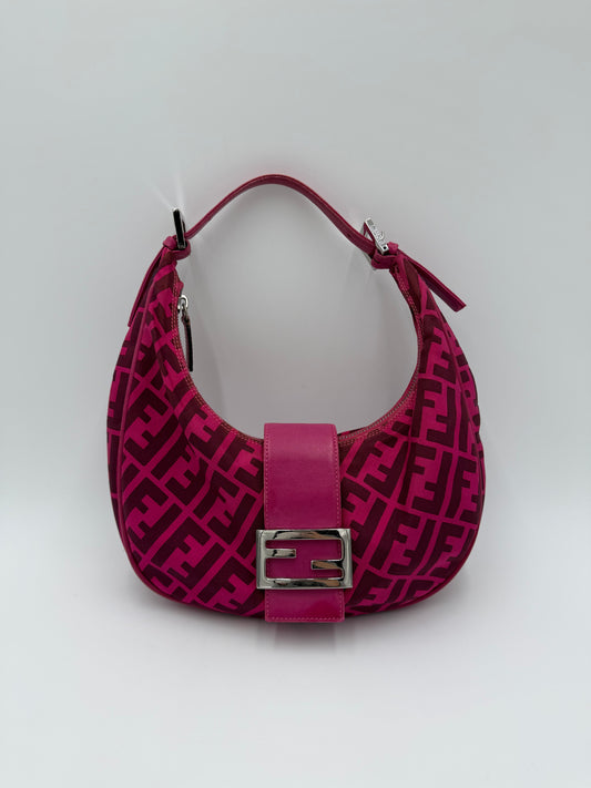 Fendi Borsa a Tracolla Croissant con Logo FF Fucsia - Pally Vintage Closet