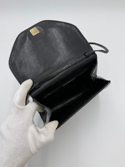 Fendi Borsa a Tracolla Vintage in Pelle Stampata Cocco Nero