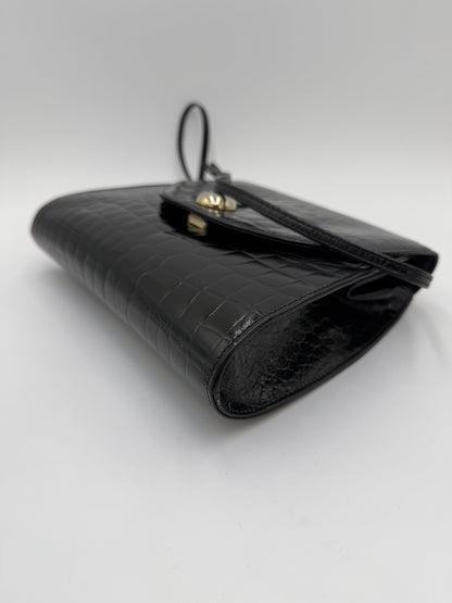 Fendi Borsa a Tracolla Vintage in Pelle Stampata Cocco Nero