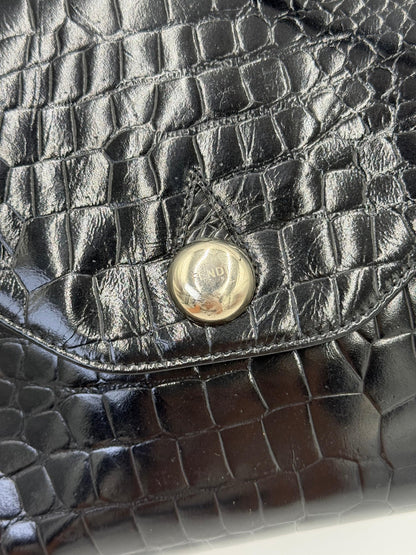 Fendi Borsa a Tracolla Vintage in Pelle Stampata Cocco Nero