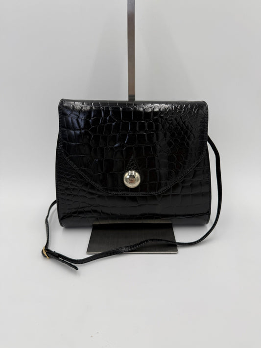 Fendi Borsa a Tracolla Vintage in Pelle Stampata Cocco Nero - Pally Vintage Closet