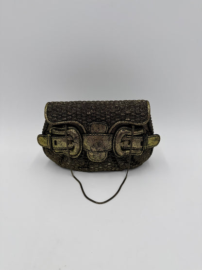 Fendi Clutch B. Fendi Mini Vintage by Karl Lagerfeld in Lurex Metallizzato Oro Anticato