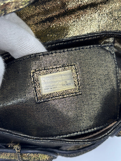 Fendi Clutch B. Fendi Mini Vintage by Karl Lagerfeld in Lurex Metallizzato Oro Anticato