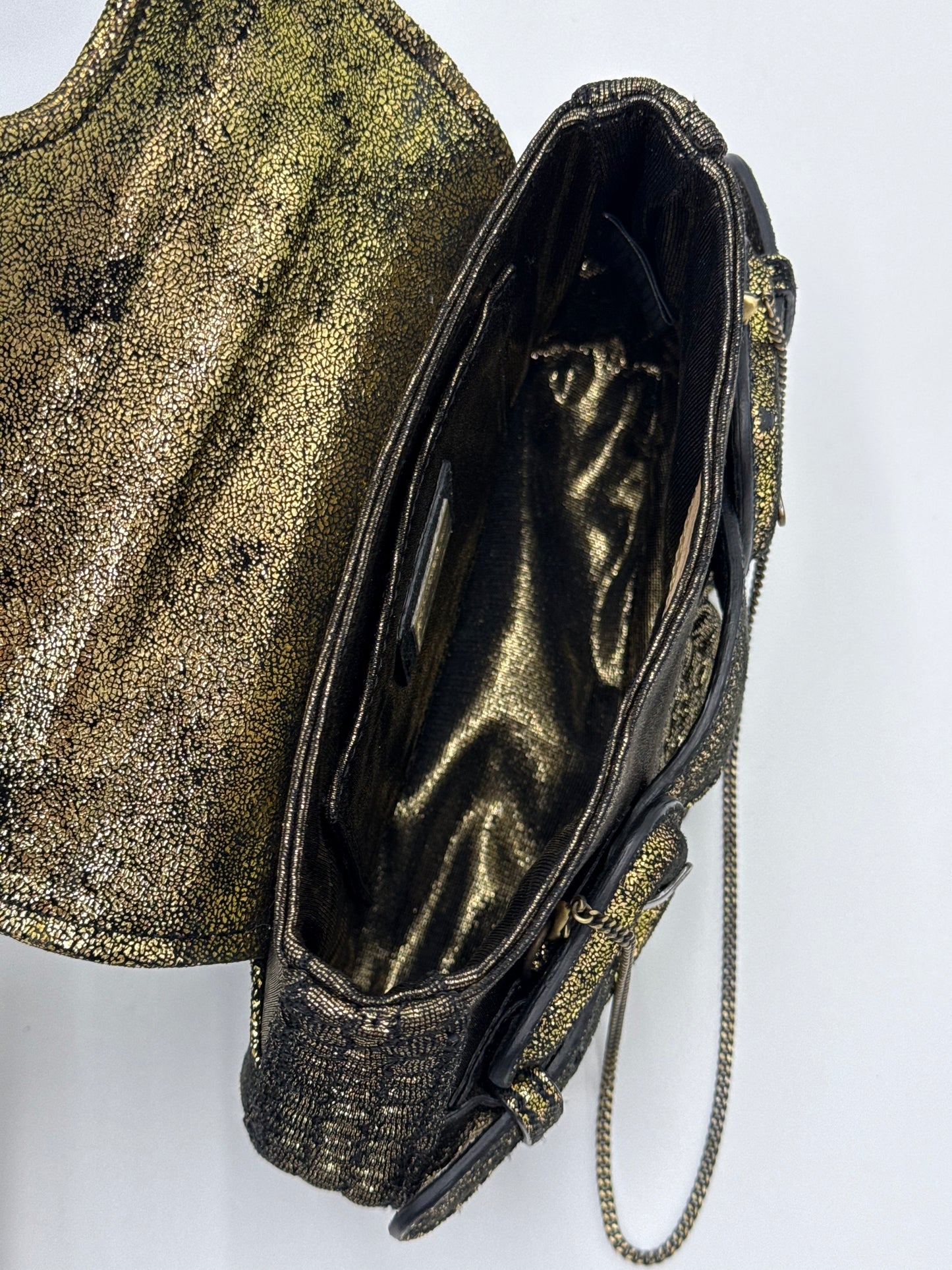 Fendi Clutch B. Fendi Mini Vintage by Karl Lagerfeld in Lurex Metallizzato Oro Anticato
