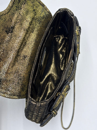 Fendi Clutch B. Fendi Mini Vintage by Karl Lagerfeld in Lurex Metallizzato Oro Anticato