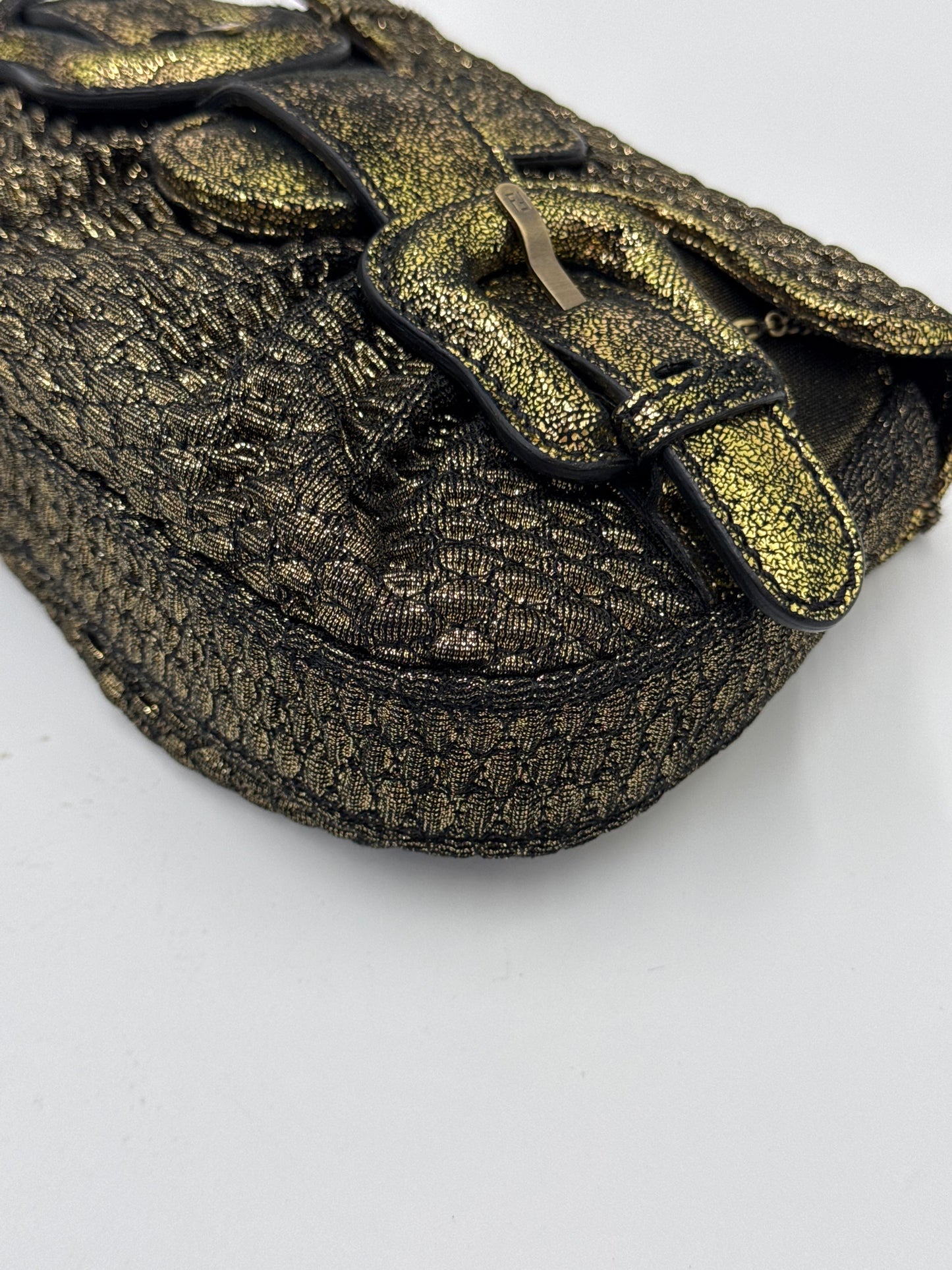 Fendi Clutch B. Fendi Mini Vintage by Karl Lagerfeld in Lurex Metallizzato Oro Anticato