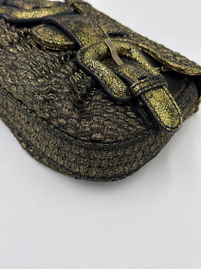 Fendi Clutch B. Fendi Mini Vintage by Karl Lagerfeld in Lurex Metallizzato Oro Anticato
