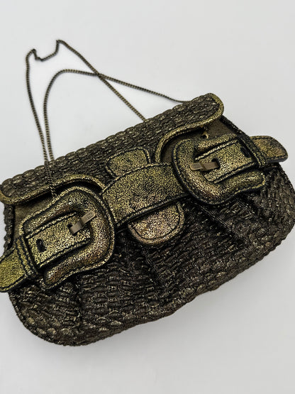 Fendi Clutch B. Fendi Mini Vintage by Karl Lagerfeld in Lurex Metallizzato Oro Anticato