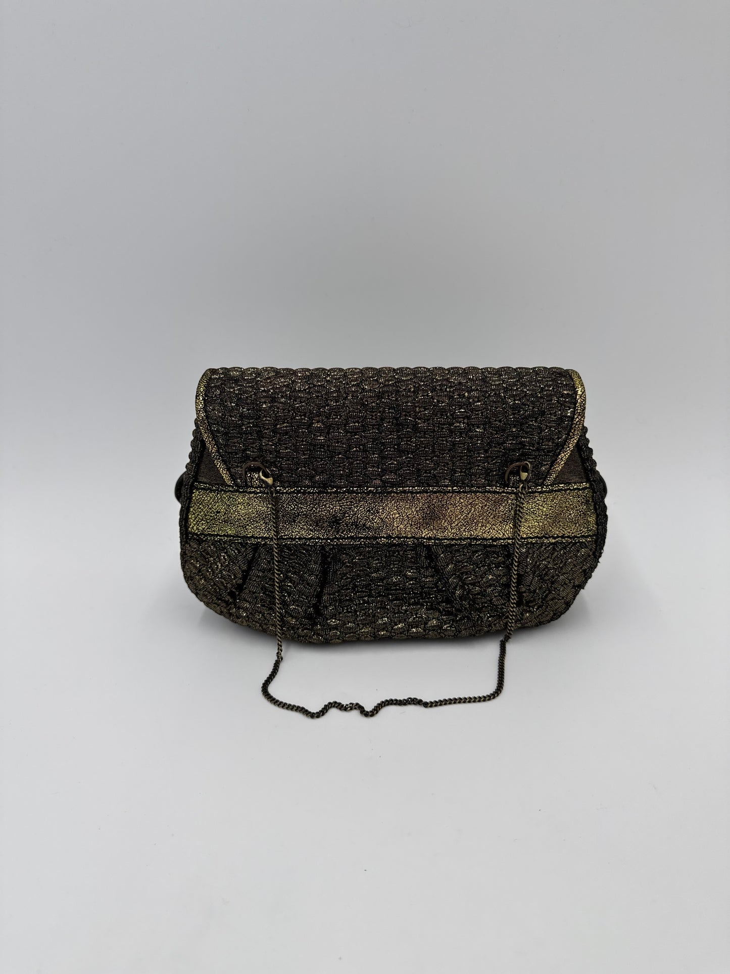Fendi Clutch B. Fendi Mini Vintage by Karl Lagerfeld in Lurex Metallizzato Oro Anticato