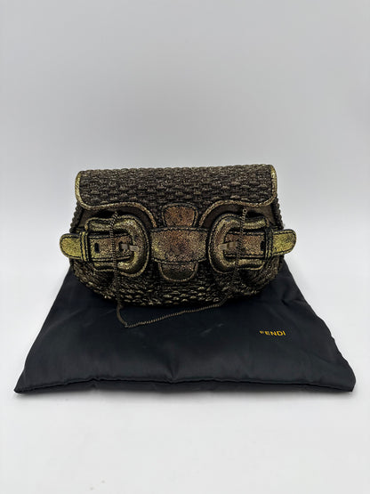 Fendi Clutch B. Fendi Mini Vintage by Karl Lagerfeld in Lurex Metallizzato Oro Anticato