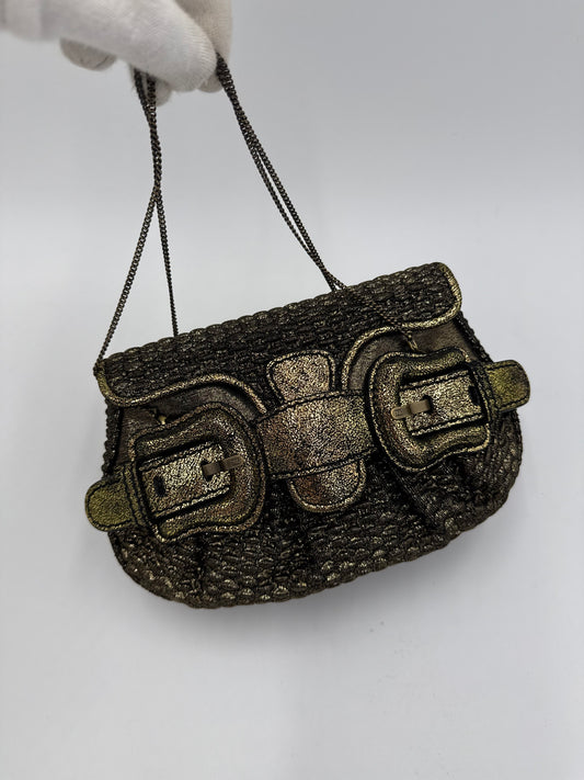 Fendi Clutch B. Fendi Mini Vintage by Karl Lagerfeld in Lurex Metallizzato Oro Anticato