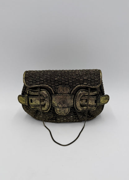 Fendi Clutch B. Fendi Mini Vintage by Karl Lagerfeld in Lurex Metallizzato Oro Anticato