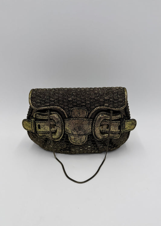 Fendi Clutch B. Fendi Mini Vintage by Karl Lagerfeld in Lurex Metallizzato Oro Anticato