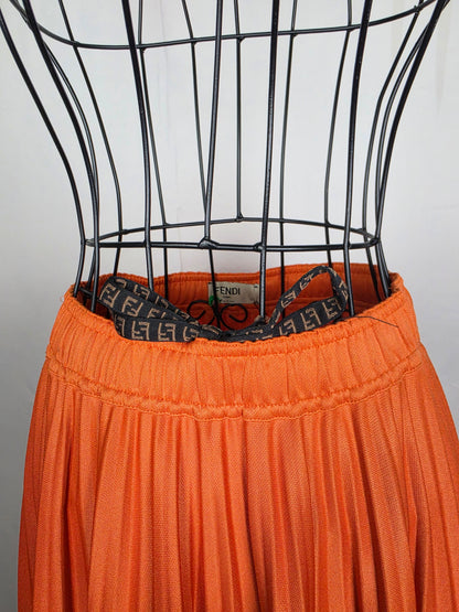 Fendi Gonna Midi Plissettata in Kumquat Arancione - Pally Vintage Closet