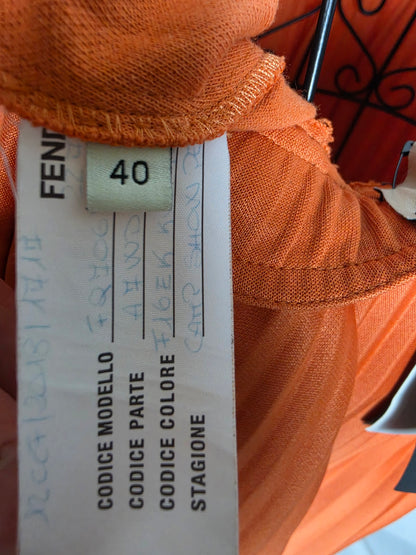 Fendi Gonna Midi Plissettata in Kumquat Arancione - Pally Vintage Closet