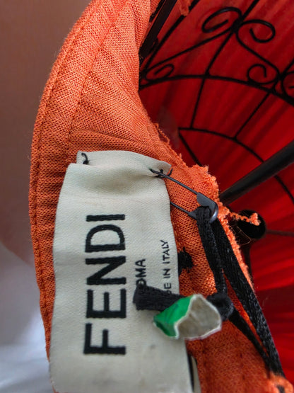 Fendi Gonna Midi Plissettata in Kumquat Arancione - Pally Vintage Closet