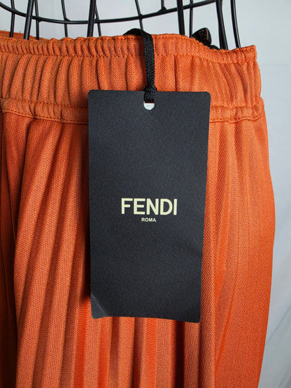 Fendi Gonna Midi Plissettata in Kumquat Arancione - Pally Vintage Closet