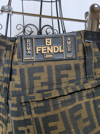 Fendi Jeans Shorts Vintage in Monogram Zucca Marrone - Pally Vintage Closet