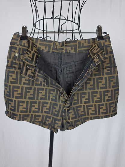 Fendi Jeans Shorts Vintage in Monogram Zucca Marrone - Pally Vintage Closet