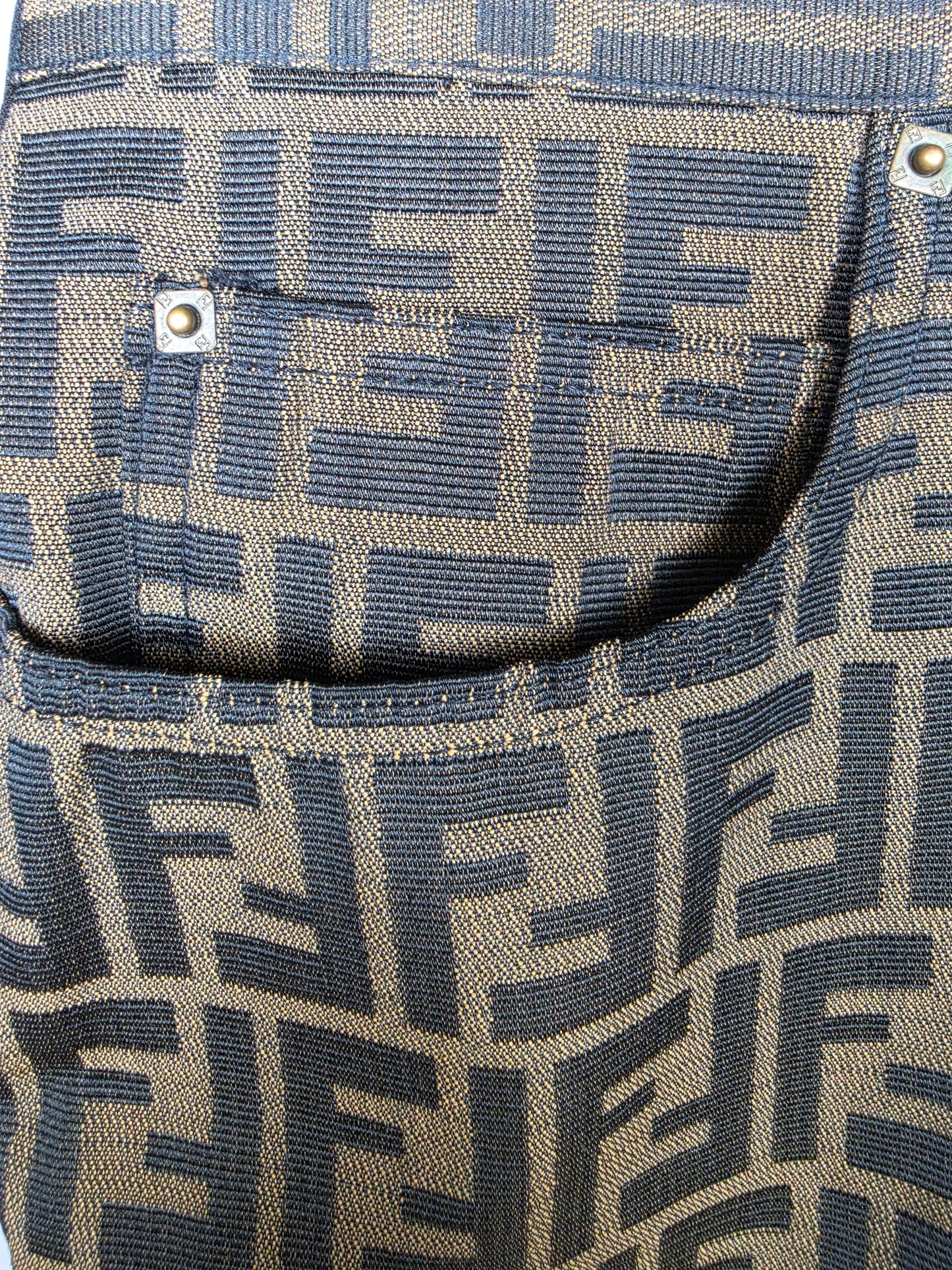 Fendi Jeans Shorts Vintage in Monogram Zucca Marrone - Pally Vintage Closet
