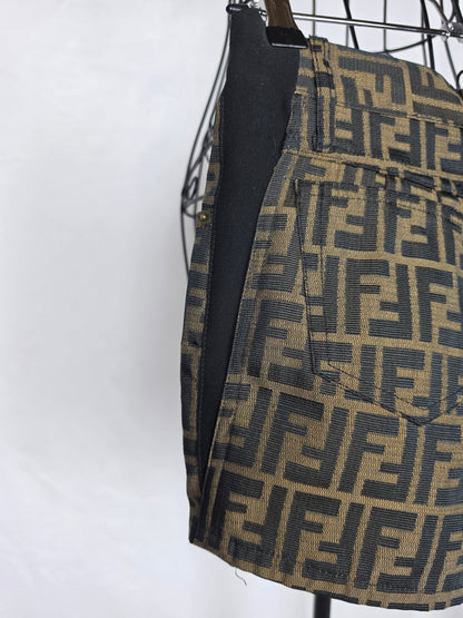 Fendi Jeans Shorts Vintage in Monogram Zucca Marrone - Pally Vintage Closet
