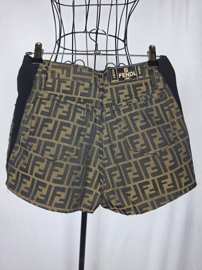 Fendi Jeans Shorts Vintage in Monogram Zucca Marrone - Pally Vintage Closet