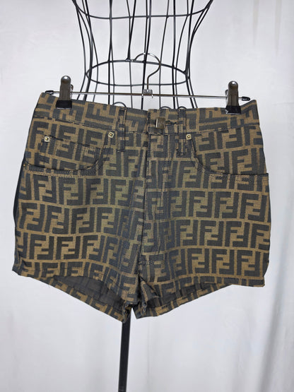 Fendi Jeans Shorts Vintage in Monogram Zucca Marrone - Pally Vintage Closet